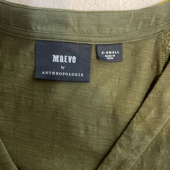 Maeve by Anthropologie Bridey Floral Embroidered Puff Sleeve Boho Green Top XS - Picture 4 of 9